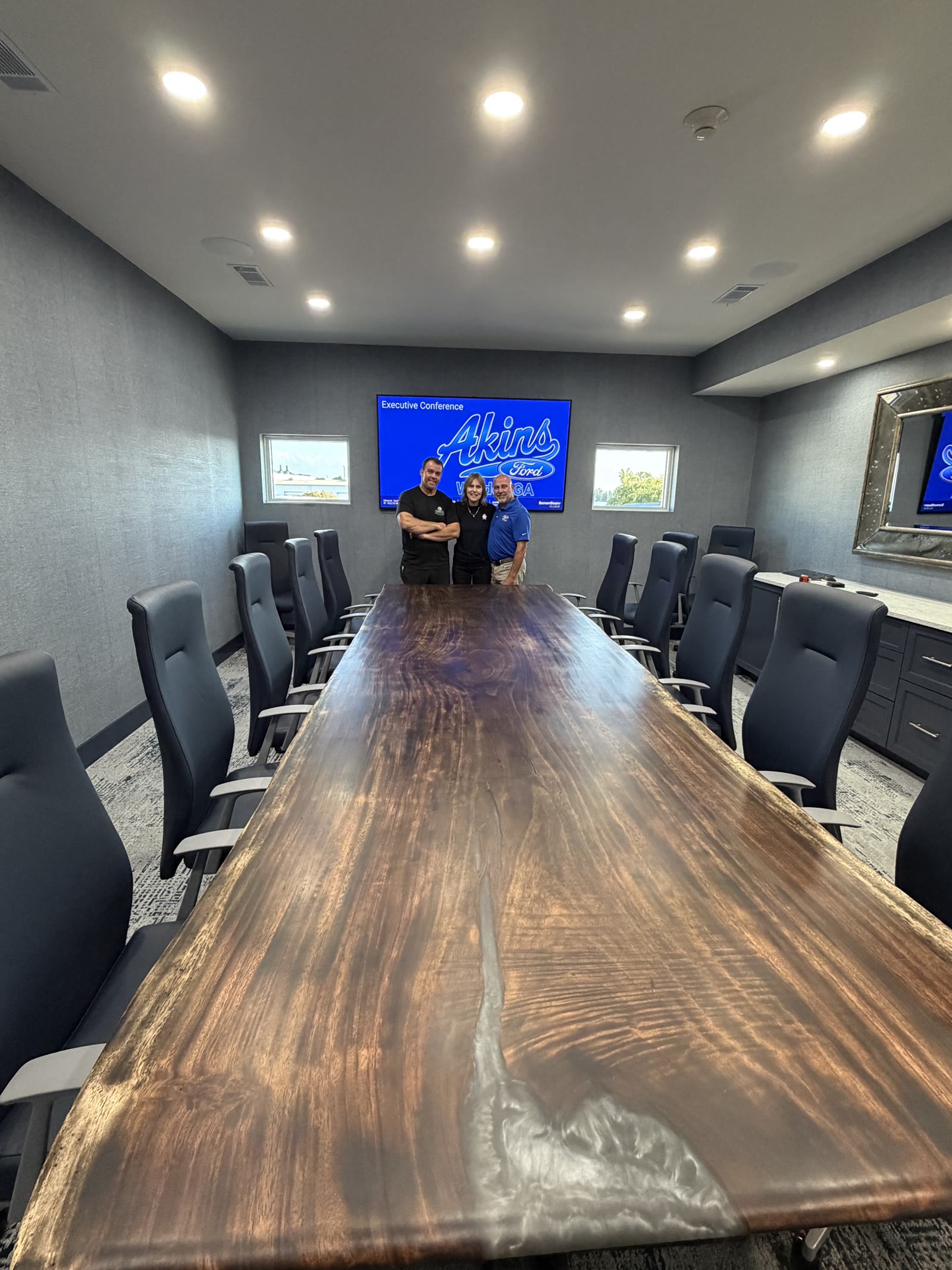 Akins Ford live-edge conference table case study by 1of1 Woodworker