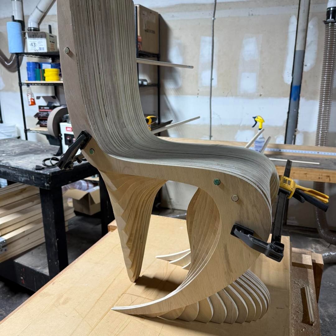Custom wooden tables in progress at the 1 of 1 Woodworker shop in Statham, Georgia